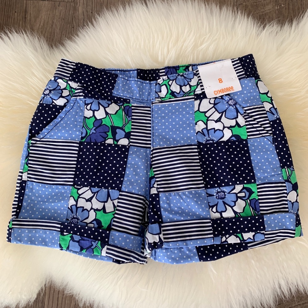 Gymboree patchwork polka dot floral shorts 8